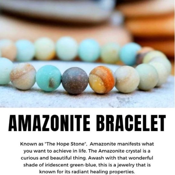 10mm Amazonite Frosted Matte Jasper Stretch Bracelet - Picture 5 of 9